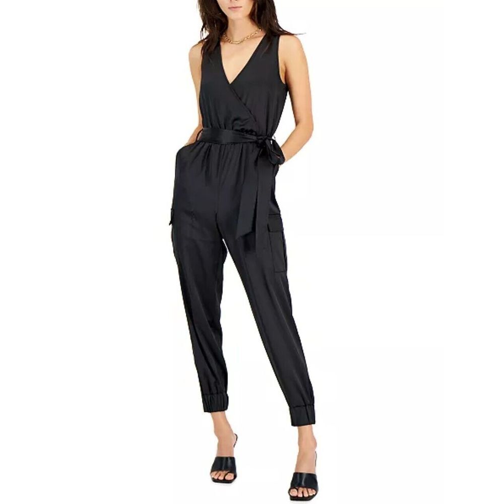 INC International Concepts‎ Women's Green Satin Sleeveless V-Neck Jumpsuit Small